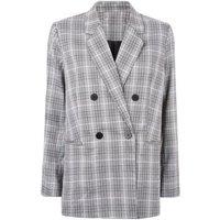 Cameo Rose Light Grey Price Of Wales Check Double Breasted Blazer New Look