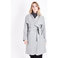 Parisian Grey Oversized Waterfall Belted Coat New Look