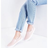 Pink Croc Texture Slip On Trainers New Look