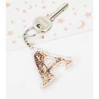 Rose Gold 'A' Initial Keyring New Look