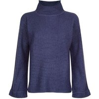 QED Navy Flared Sleeve Ribbed Jumper New Look