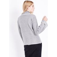QED Grey Flared Sleeve Ribbed Jumper New Look