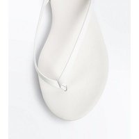 White Leather Flip Flops New Look