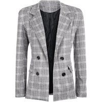 Cameo Rose Light Grey Prince Of Wales Check Blazer New Look