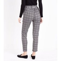 Cameo Rose Grey Prince Of Wales Check Paperbag Waist Trousers New Look
