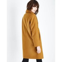 Gold Longline Collared Coat New Look
