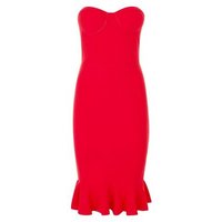 AX Paris Red Frill Hem Strapless Bodycon Dress New Look
