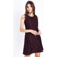 Apricot Burgundy Floral Lace Dress New Look
