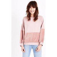 Lulua London Shell Pink Velvet Panel Sweatshirt New Look