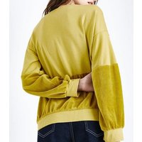Lulua London Yellow Velvet Panel Sweatshirt New Look