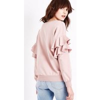 Lulua London Shell Pink Frill Sleeve Sweatshirt New Look