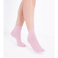 Pink Pearl And Diamante Embellished Socks New Look