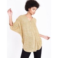 QED Yellow Zip Front Tunic Top New Look