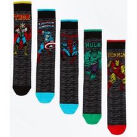 5 Pack Multi Coloured Marvel Character Socks New Look