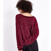 Cameo Rose Burgundy Cropped Chenille Jumper New Look