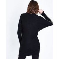 QED Black Pearl Embellished Jumper Dress New Look