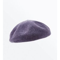 Grey Chenille Beret New Look
