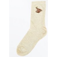 Nude Embroidered Sloth Socks New Look