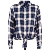 JDY Blue Check Tie Front Shirt New Look