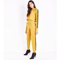 Cameo Rose Yellow Double Stripe Side Joggers New Look