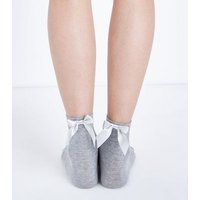 Grey Bow Back Ankle Socks New Look