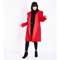 Lulua London Red Hooded Boucle Coat New Look