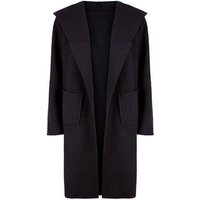 Lulua London Black Hooded Boucle Coat New Look