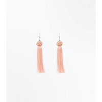 Shell Pink Knot Tassel Drop Earrings New Look