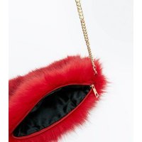 Red Faux Fur Cross Body Bag New Look