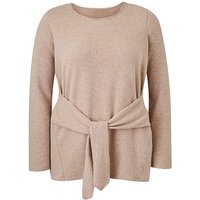 Oatmeal Soft Touch Tie Front Jersey Top