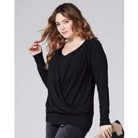 Black Wrap Front Jersey Top
