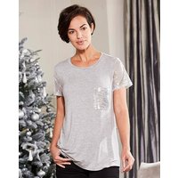 Sequin Sleeve And Pocket T-shirt