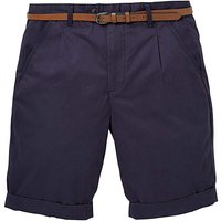 W&B Navy Smart Turn Up Shorts & Belt