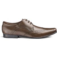 Leather Formal Brogue Shoes Ex Wide Fit - BROWN