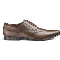 Leather Formal Derby Shoes Standard Fit - BROWN
