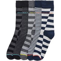 Jack & Jones Pack 5 Design Socks - BLUE/GREY