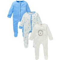 KD Baby Pack Of Three Sleepsuits - BLUE/CREAM