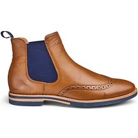 Brogue Chelsea Boots Wide Fit - TAN