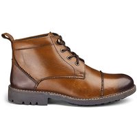 Cleated Leather Lace Up Boots - BROWN