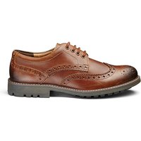 Leather Brogues Extra Wide Fit - BROWN