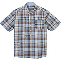 WILLIAMS & BROWN Short Sleeve Shirt - BLUE CHECK