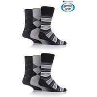 6 Pair Gentle Grip Socks - BLACK/CHARCOAL/GREY