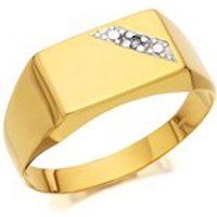 9ct Gold Diamond Gentleman's Signet Ring - R3978-U