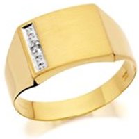 9ct Gold Gentleman's Diamond Set Signet Ring - R4006-Z