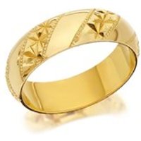 9ct Gold Diamond Cut Stripe Wedding Ring - 6mm - R4229-Y