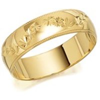 9ct Gold Diamond Cut Star Garland Wedding Ring - 6mm - R4307-U