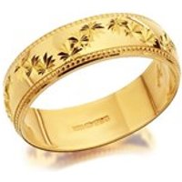 9ct Gold Diamond Cut Stars Garland Wedding Ring - 5mm - R4357-P