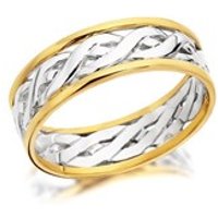 9ct Two Colour Gold Weave Wedding Ring - 6mm - R4379-M