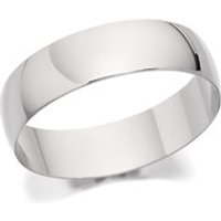 9ct White Gold D Shaped Wedding Ring - 6mm - R5516-X