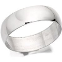 9ct White Gold Heavyweight D Shaped Wedding Ring - 6mm - R5526-Y